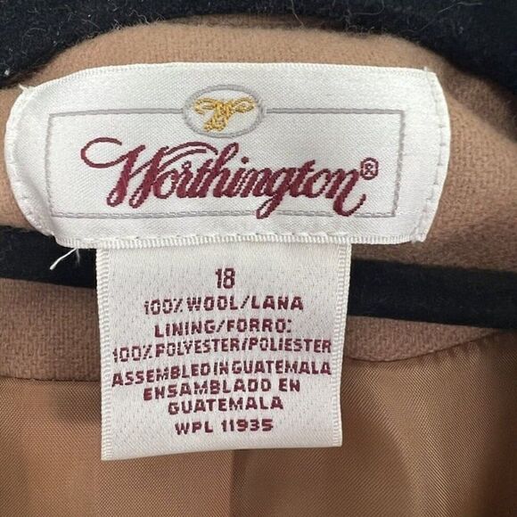 Worthington Vintage 100% Wool Blazer Tan/Brown Jacket Women’s Plus Size 18 NWOT - Picture 5 of 10